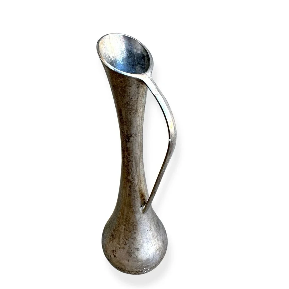 Vintage French Silver Plated Brass‎ Metal Single Bud Vase 7